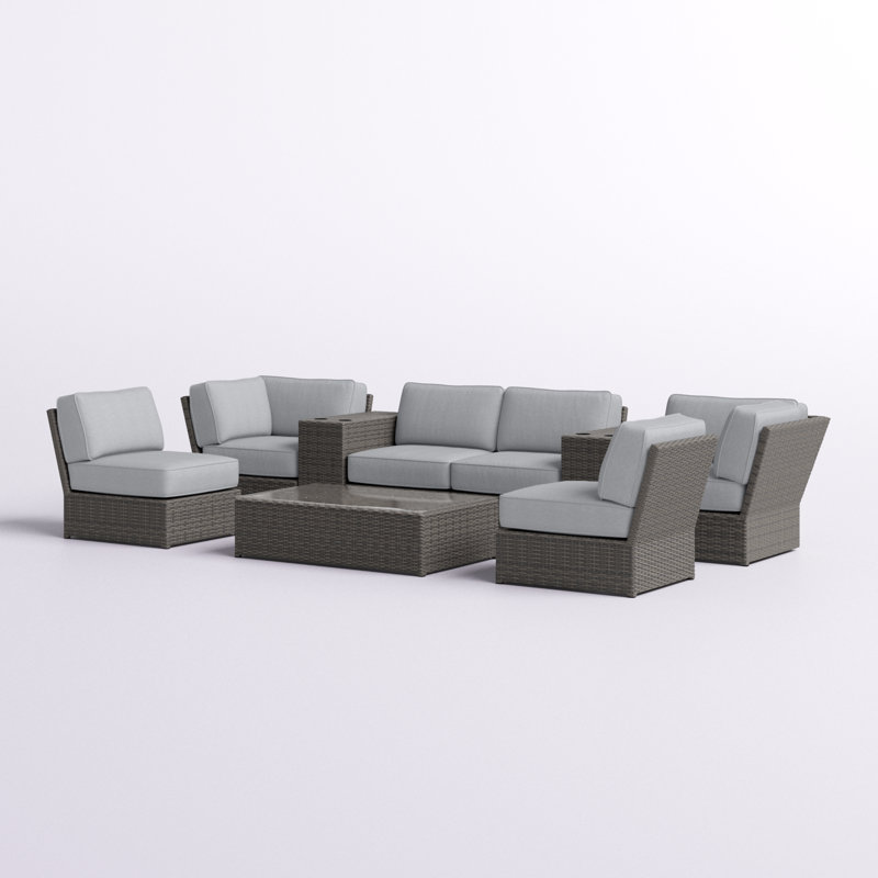 Mae Wicker Fully Assembled 6 - Person Seating Group with Cushions