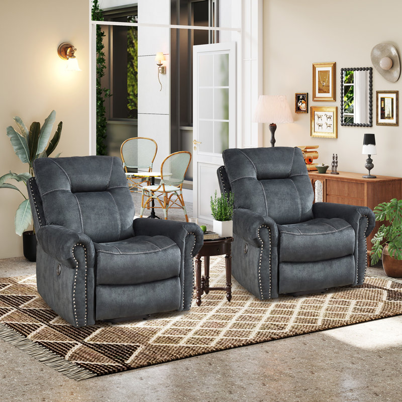 Fauteuil inclinable électrique lève-personne de 39,37 po de largeur avec massage, chaleur et USB + charge de type C (ensemble de 2)