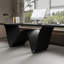 Bureau d'écriture rectangulaire en bois massif noir-1052840799