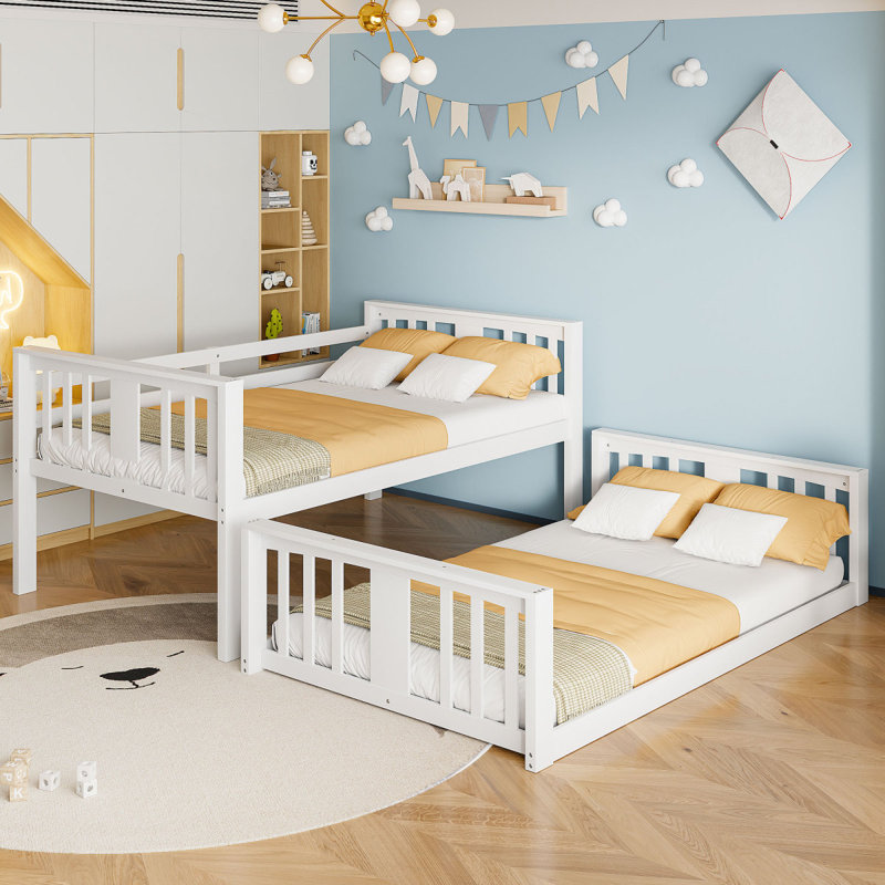 Lit simple superposé simple avec échelle, blanc (ancien SKU: N708P242163K), White