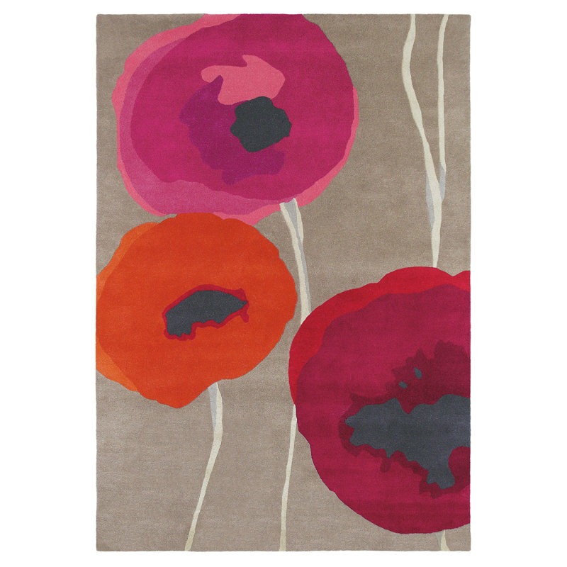 Sanderson Hand Tufted Wool Abstract Area Rug in Red/Orange, Rectangle 5'7" x 7'10"