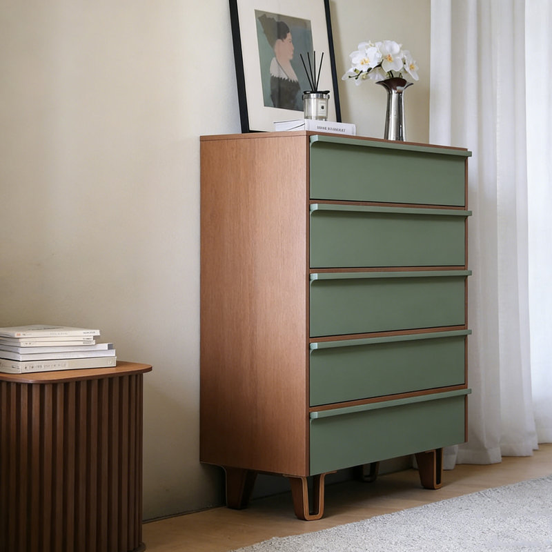 Commode d'appoint de style rétro français, Brown/Green