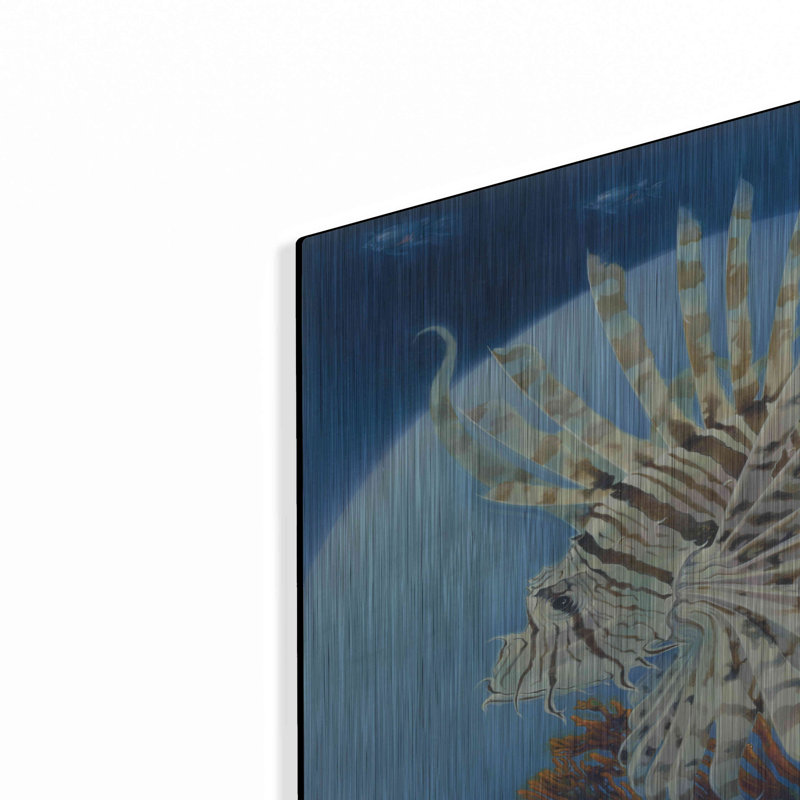 Art mural en métal Beachcrest Home ™ «Lion Fish» par Durwood Coffey, H 16 po x l 24 po