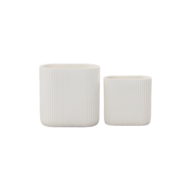Pot en céramique ovale blanc mat
