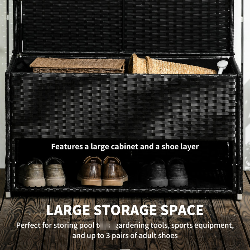 Black Deck Box From For Poolside - Store Towels, , Tools In Storage By Garden Tools, Pool Towels Style With