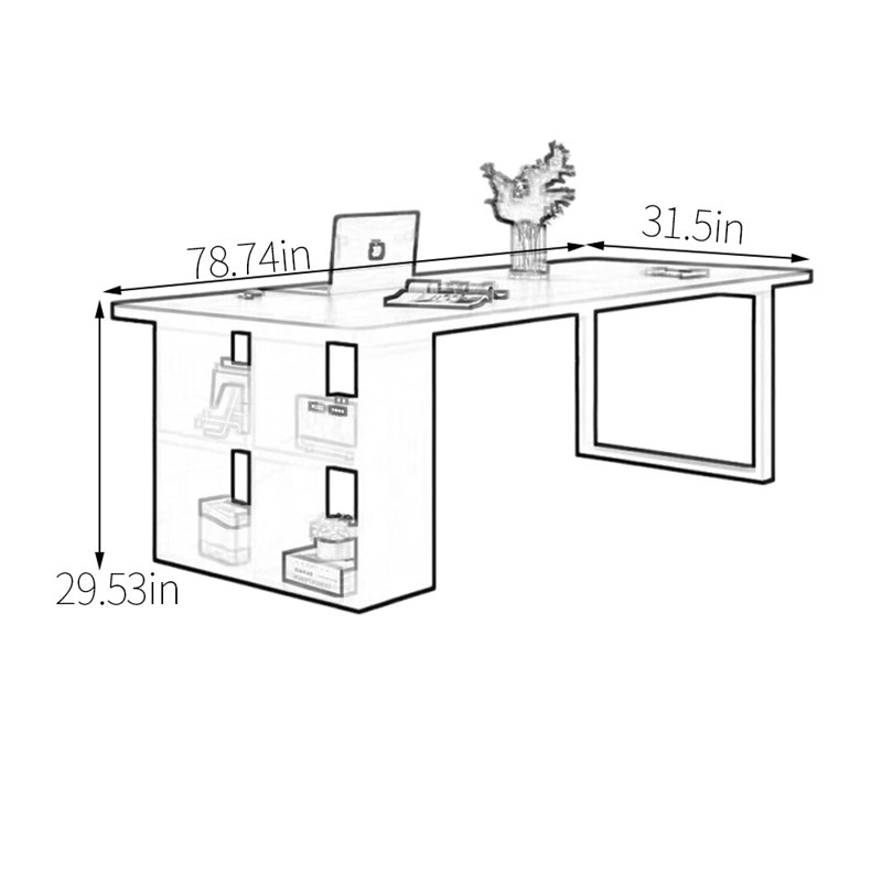  Computer Desk, 29.53" H x 78.74" W x 31.5" D