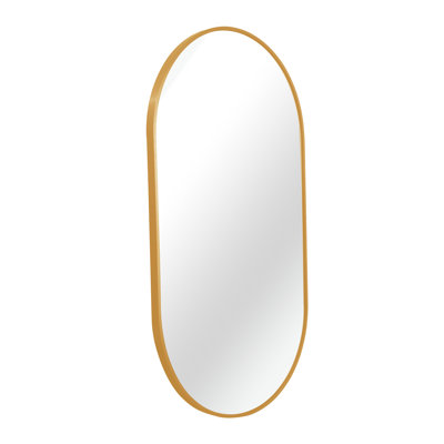 Miroir ovale doré 20 x 28 pouces - décor moderne avec saveur classique, verre de 4 mm de hauteur, cadre en alliage d'aluminium, mélange de style et de durabilité en métal, cadre, conception incassable