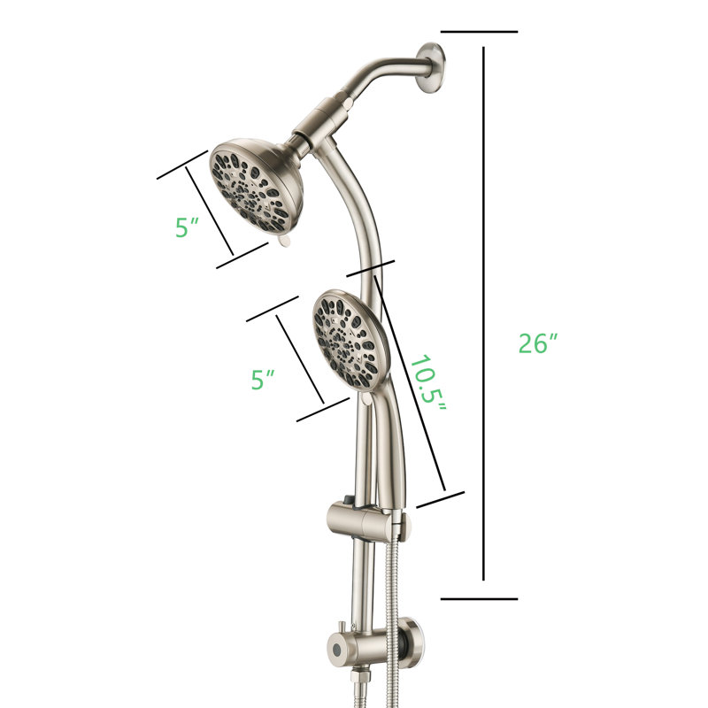 Rain Dual Shower Head 1.8 GPM GPM, Brushed Nickel