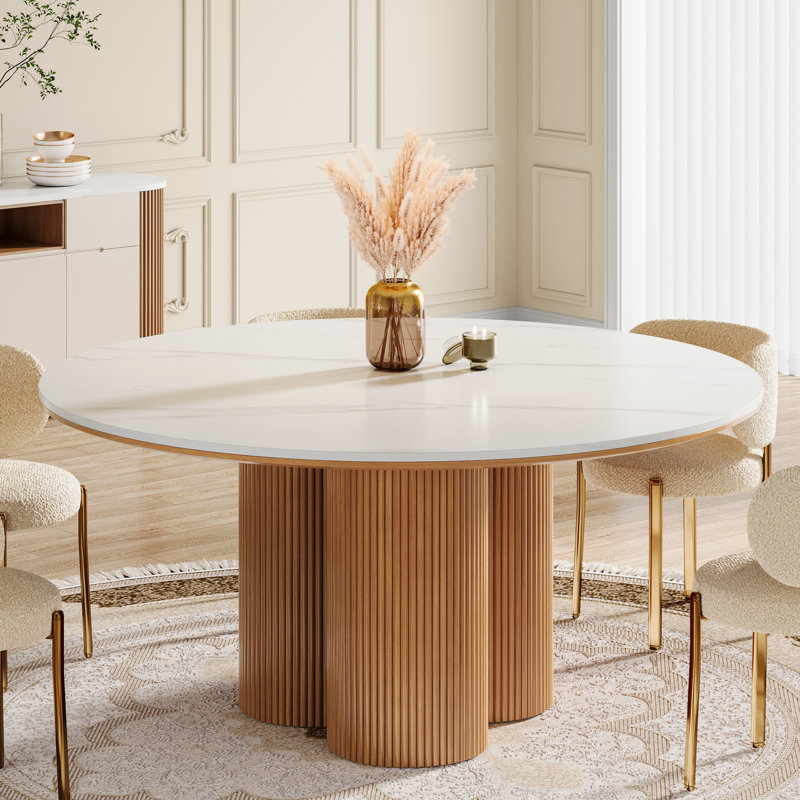 Table de salle à manger ronde en pierre frittée