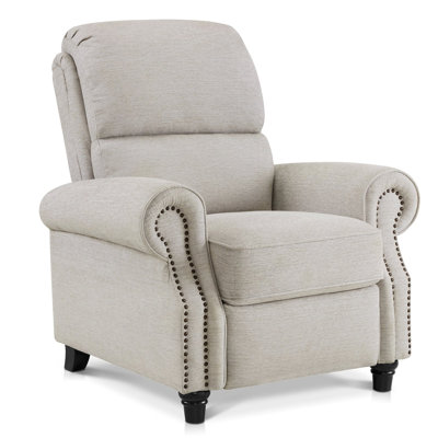 Pushback Recliner Chair, Chenille Upholstered Accent Chairs, Adjustable Reclining Sofa