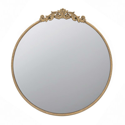 Classic Design Mirror With Round Shape And Baroque Inspired Frame For Bathroom, Entryway Console Lean Against Wall
