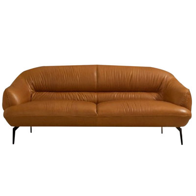 Upholstered 66 " Top Grain Leather Loveseat
