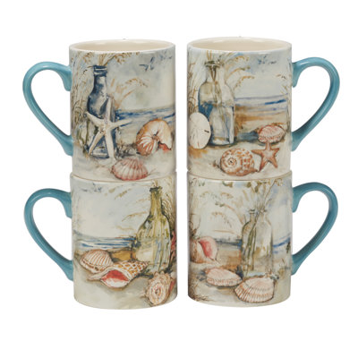 Coastal Landscape Set Of 4 Mug 14 Oz. 4 Asst.