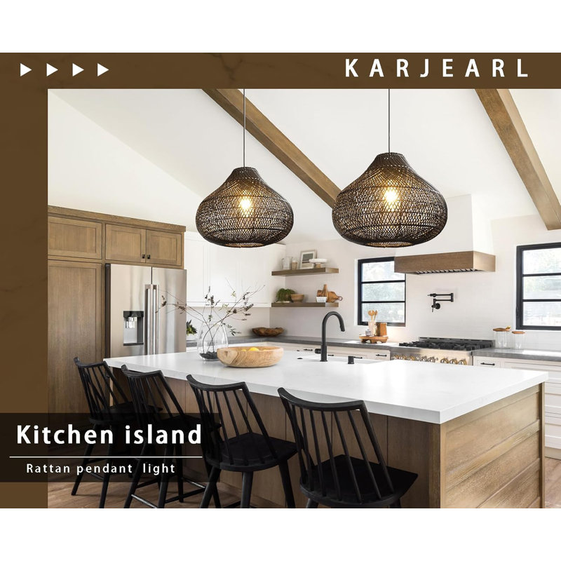 Lustre en rotin noir Karjear