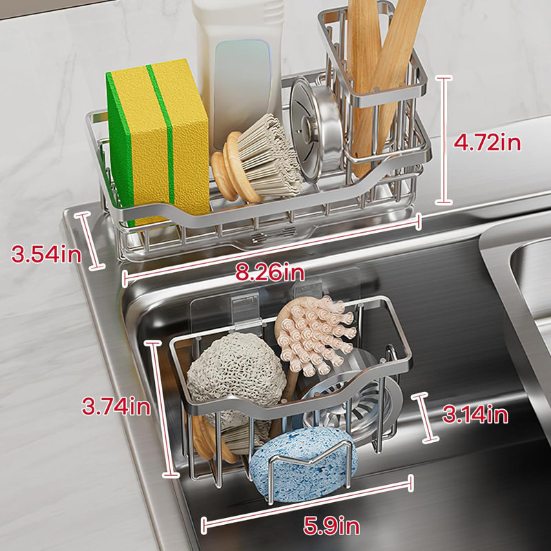 Stainless Steel Sink Caddy, Silver