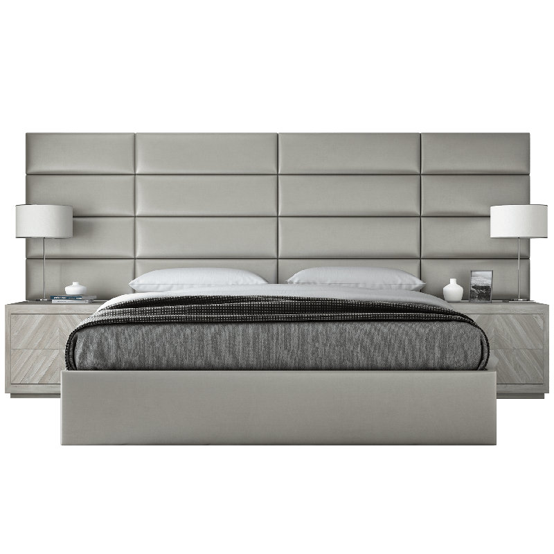 Sapan Upholstered Bed, Metallic Neutral Champagne, Queen