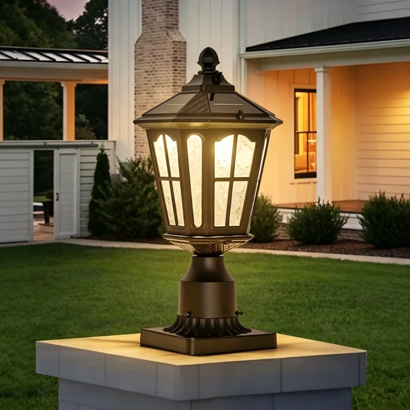 Solar Post Light Outdoor Class Black Aluminum(2 Pack)