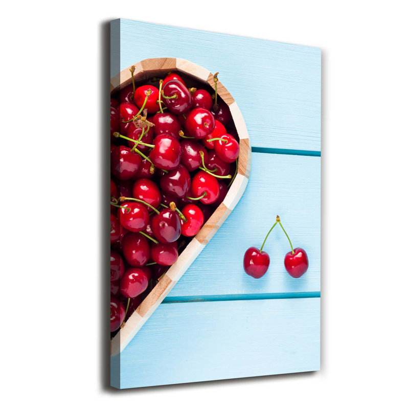 Cherries On Wood - Wrapped Canvas Print