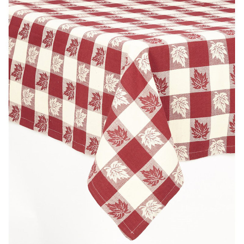 Nappe bourgogne et blanche à motif de feuilles, Bourgogne/blanc
