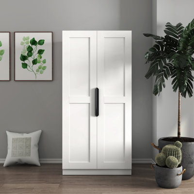 Freestanding Kitchen Pantry Cabinet With Doors And Shelves, Ideal For Organized Storage In Kitchens, Living Rooms, And Dining Rooms