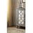 Exquisite Console Table with Mirrored Doors and Diamond Trim Inlay, Supported by Wooden Bun Turned Legs for Durable and Stylish Use