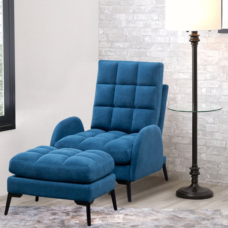 Affric 60cm Wide Velvet Wing Chair Recliner, Blue