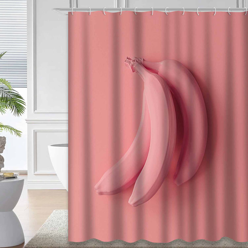Rideau de douche rose avec 12 crochets, L 72 po x l 78 po