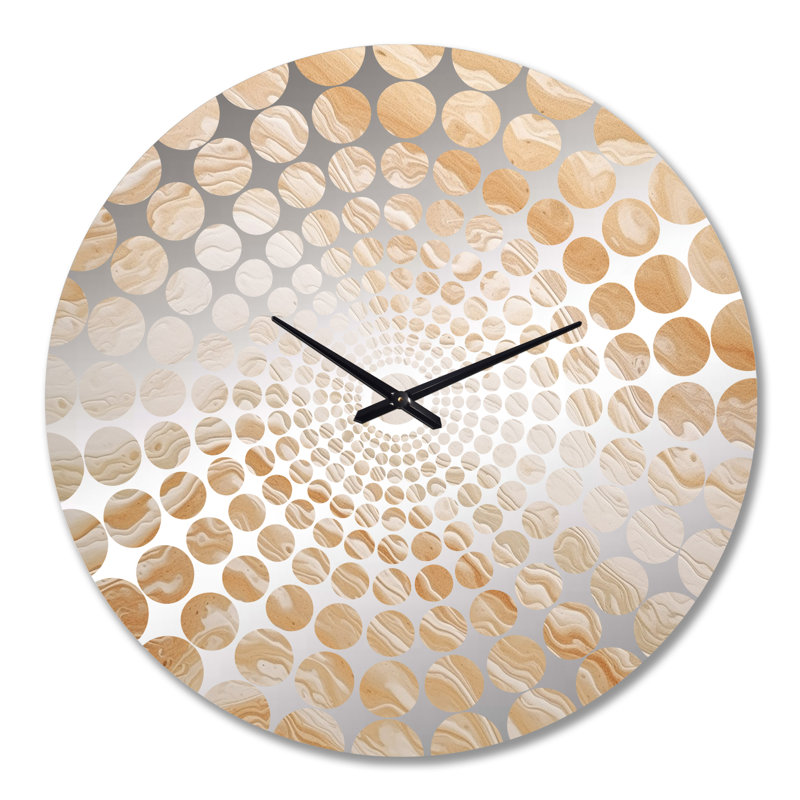 Crème marbrée crème Melody II - horloge murale abstraite, Grand