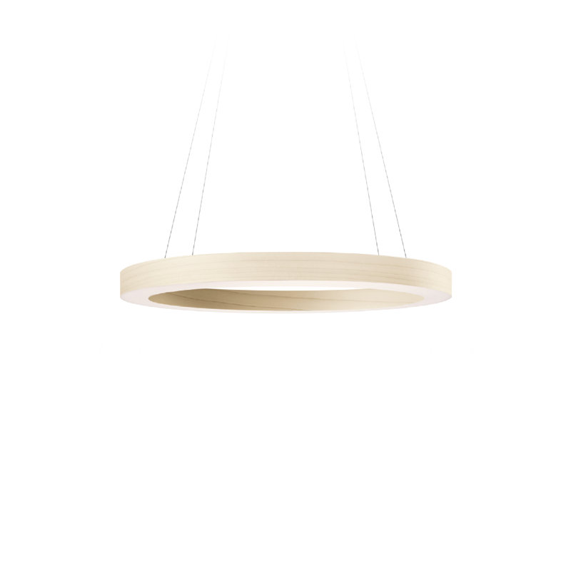 Oh! Line 1 - Light LED Chandelier, Matte Black, Natural Cherry, 2" H x 23.6" W x 23.6" D