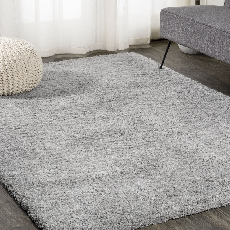 Collesse Solid Shag Light Gray Rug, Rectangle 3' x 5'