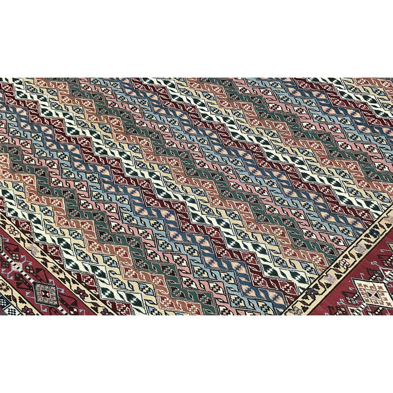 Tapis rouge et bleu noué à la main de haute qualité Sultanabad