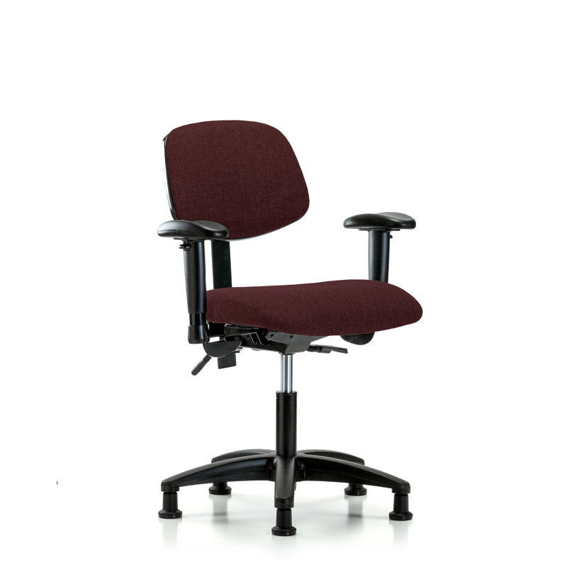 Chaise de tâches ergonomique Maegan, Bourgogne, Roulettes, Inclus