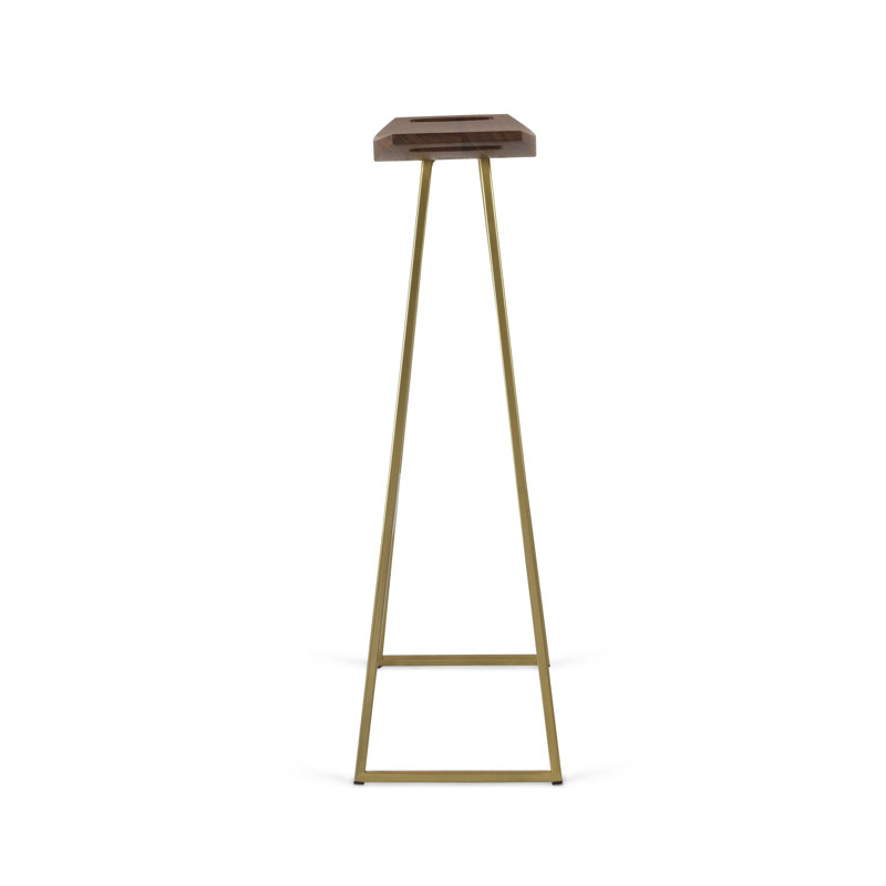Robert Counter Stool with Metal Frame, Walnut, Bar Stool (30" Seat Height), Brassy Gold