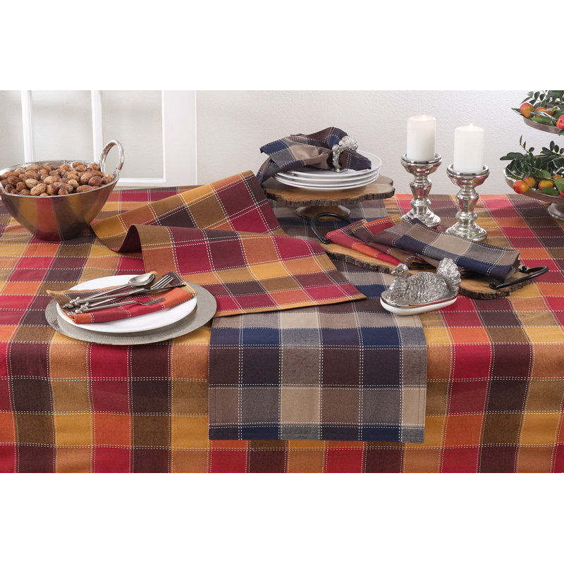 Bitner Plaid Table Runner, Brown, 72" x 16"