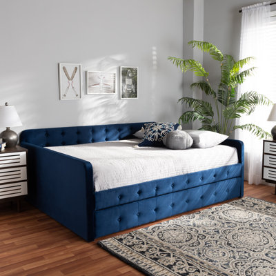 Meroe Upholstered Velvet Daybed with Trundle Bed