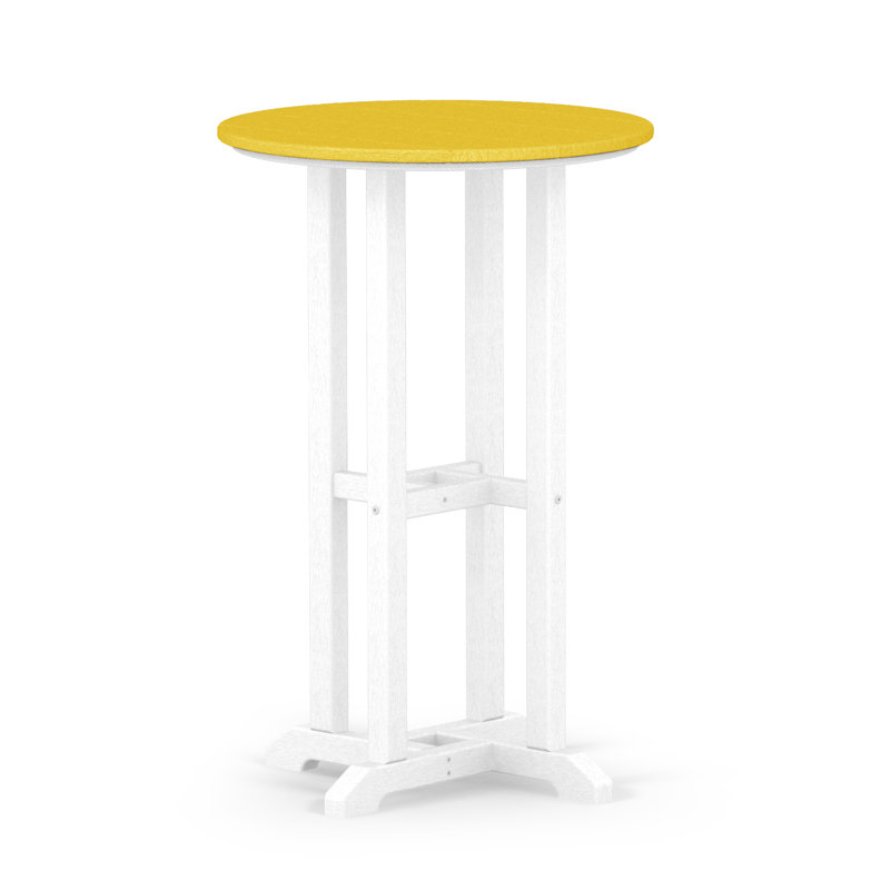 Table de salle à manger POLYWOOD Tables, 29" H x 24" W x 24" L, Blanc / citron