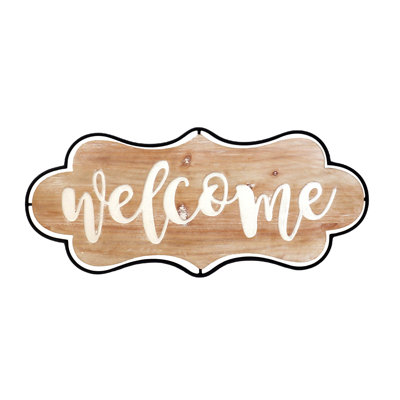 VIP Wood 25 in. Brown Welcome Sign
