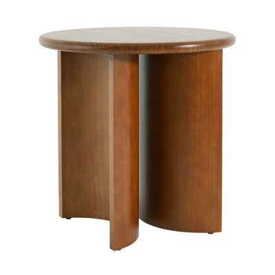 Mid-Century Modern Round Side Table with Unique Fan-Shaped Legs