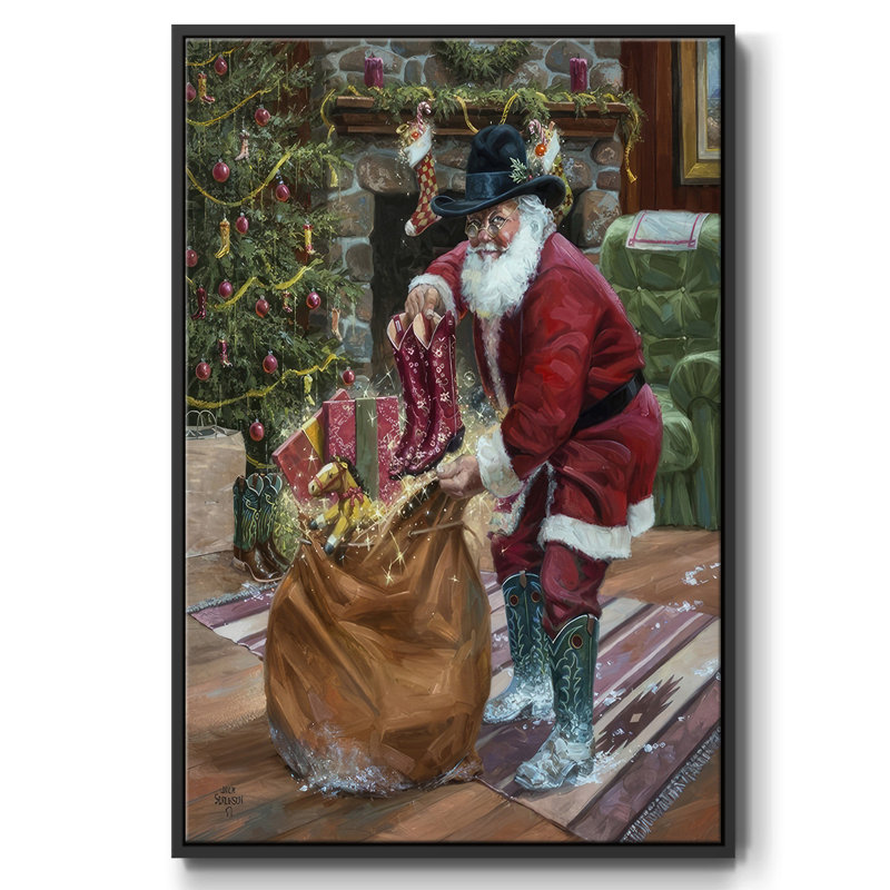 New bottes for Christmas, reproduction d'art sur toile, Cadre flottant noir, H 25 po x l 17 po x P 1,5 po