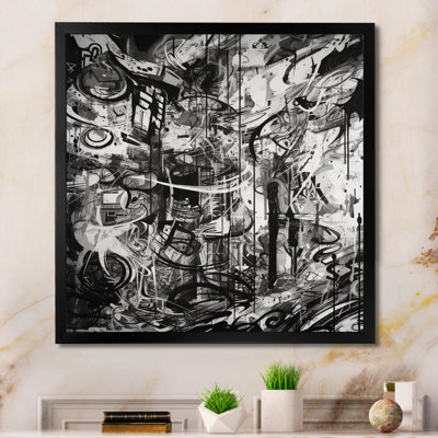 Black And White Graffiti Cosmic II - Abstract Geometric Wall Art