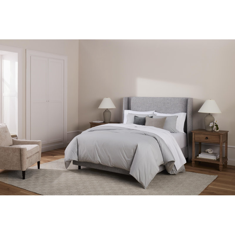 Coyer Classic Cotton Percale Duvet Cover Set, Stormy Blue, Full / Queen Duvet Cover + 2 Pillow Shams