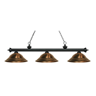 Luminaire suspendu linéaire à 3 lumières pour table de billard Chevelle