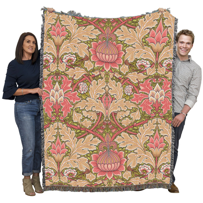 Couverture Pure Country Weavers William Morris St James - Artisanat - Jeté en coton tissé à la main - fabriqué aux États-Unis (72 x 54)
