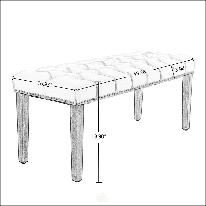 Heng Ming Velvet Upholstered Tufted Bench Ottoman, Comfortable And Stylish Footrest For Entryway, Dining, And Living Rooms