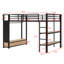 Lit mezzanine avec garde-robe, tablettes de rangement et panneau perforé