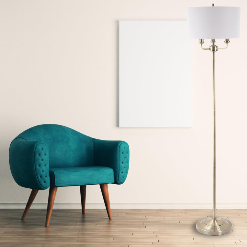 Larock 154cm Standard Floor Lamp Set, Antique Brass, Grey
