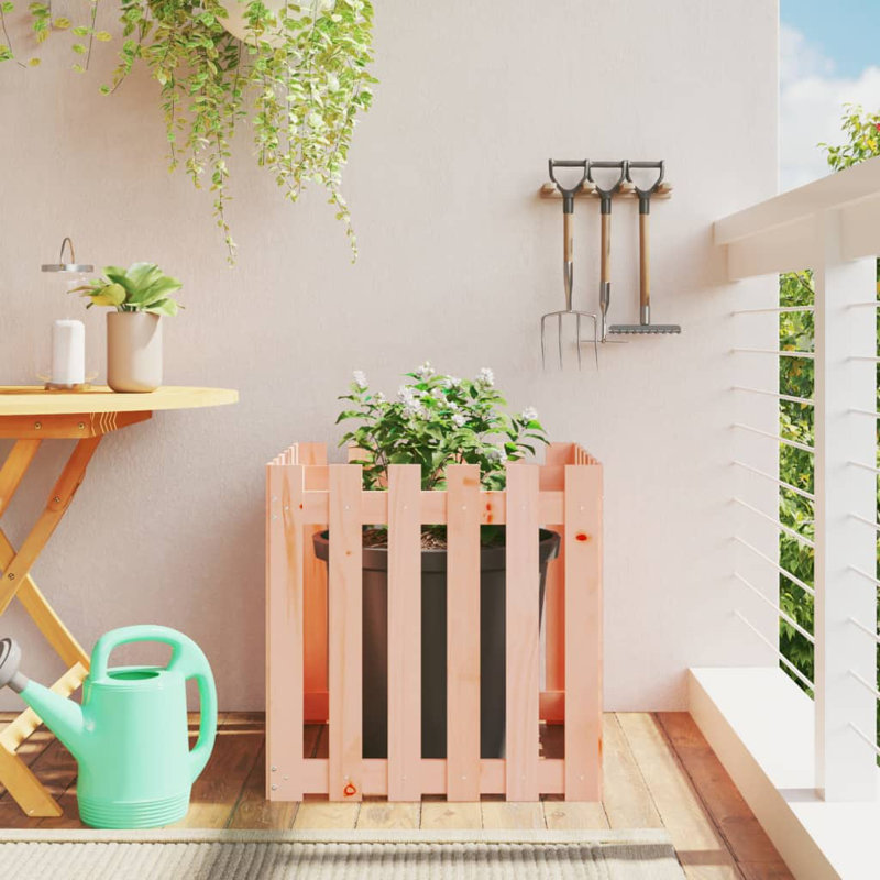 Nabeela Wood Planter Box, 60cm H x 60cm W x 60cm D, Red Brown