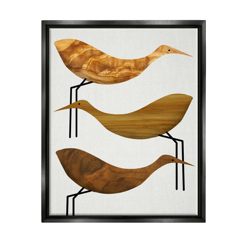 Toile abstraite, cigognes et oiseaux rustiques, art mural par Daphne Polselli, H 31 po x l 25 po x P 1,7 po
