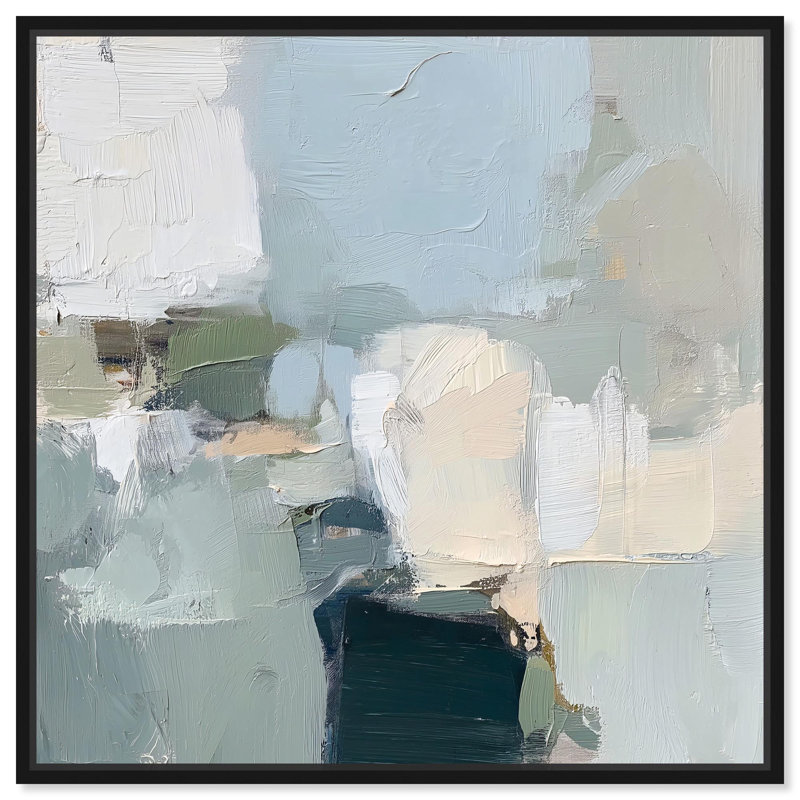 Toile «Seafoam and Sand I» par Art Remedy, H 17 po x l 17 po, Noir, Cadre flottant