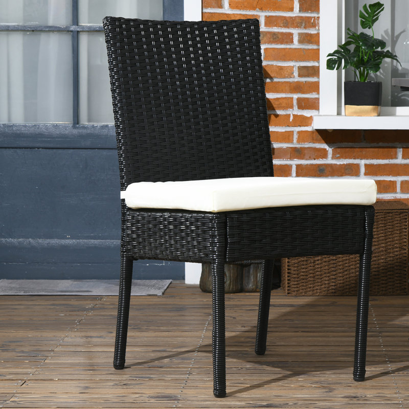 Chaise d'appoint de patio avec coussin Cambryn, Noir, noir, noir, noir